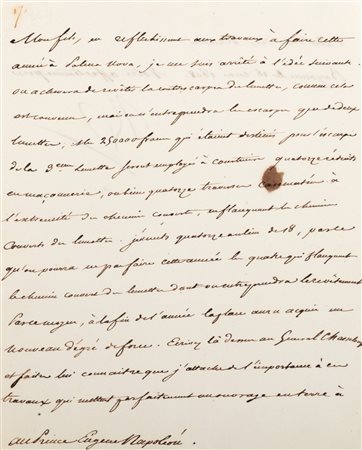Bonaparte, Napoleone - di Beauharnais, Eugenio - Palmanova - Lettera di Napoleone Bonaparte al Principe Eugenio