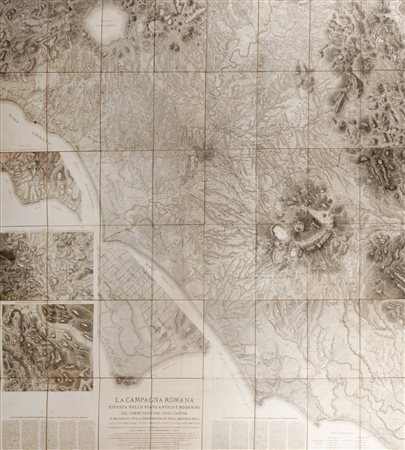 Canina, Luigi - Carta della Campagna romana e lettera autografa