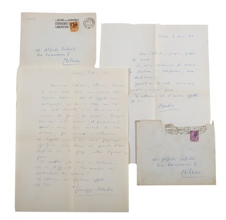 Marotta, Gino - Lettere autografe firmate con relative buste
