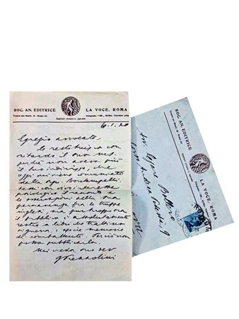 Prezzolini, Giuseppe - Lettera autografa con busta