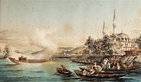 Turchia - Istanbul / Preziosi, Vittorio Amadeo - Veduta di Istanbul con barche