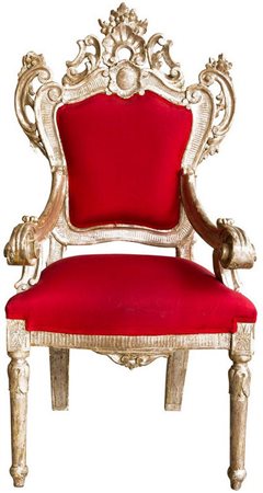 Trono, secolo XVIII, a foglia dâ€™argento. H cm 140 x 65, seduta H cm 55.