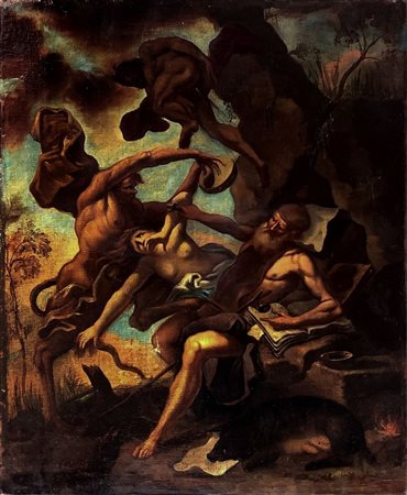 Olio su tela raffigurante Tentazioni di Santâ€™Antonio da Sebastiano Ricci (Belluno 1659-Venezia 1734), pittore della fi