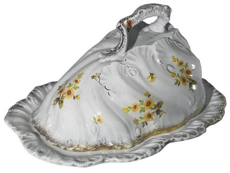 Formaggiera in ceramica, Bone China, Inghilterra 1870-1890. 16x32