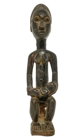 Statua BaulÃ¨ raffigurante maternitÃ , Costa Dâ€™Avorio. MetÃ  XX secolo. H cm 48