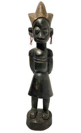 Statua femminile Yoruba, Nigeria. Prima metÃ  XX secolo. H cm 79