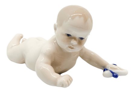 Copenaghen, statuetta in porcellana raffigurante neonato. H cm 7x15