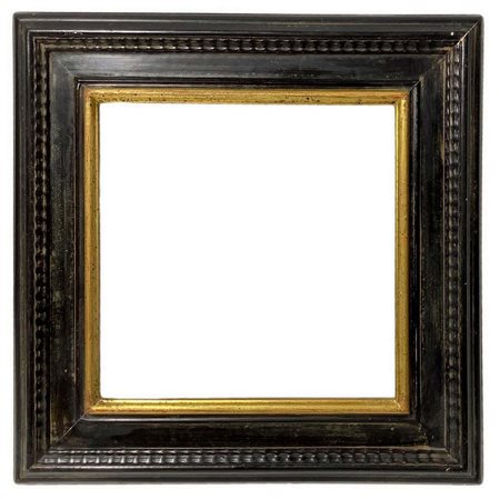 Cornice nera con bordo oro. Misure interne cm 30x30, misure esterne 48x48