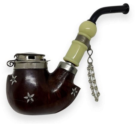 â€œ Pipa da passeggio con Stellineâ€œ - Germania. Prima metÃ  del â€˜900.
Lunga pipa da passeggio con fornello e cannell