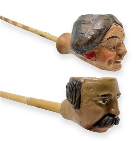 â€œ Compare Alfioâ€œ - Dipinto a mano. Catania, Sicilia. Seconda metÃ  del 1900.
Pipa con fornello e cannello in argilla