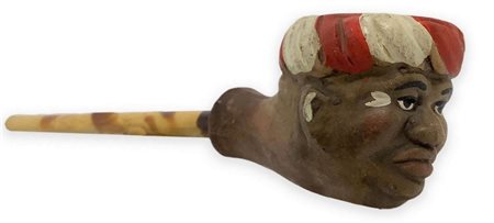 â€œ Emiroâ€ - Dipinta a mano, con base. Agrigento, Sicilia. Prima metÃ  del â€˜900.
Lunga pipa con fornello e cannello 