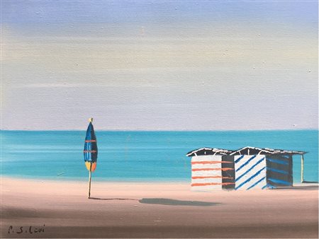 LEVI P.S Italia (IT) 1950 Spiaggia Olio su tela 30,00x40,00