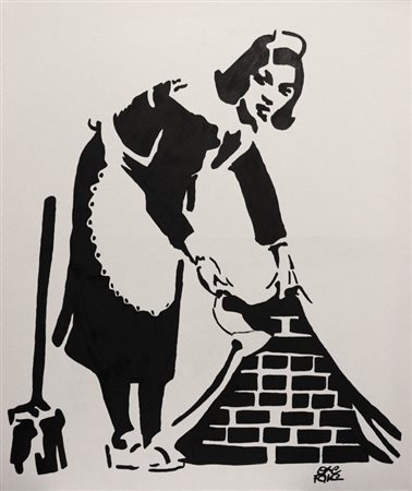 ONEFAKE Milano (Milano) 2000 The Maid (tributo a Banksy) 2020 inchiostro su...