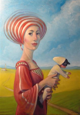 GIULIANELLI CLAUDIO Roma (Corchiano) Il volo di Pulcinella 2021 olio su tela...