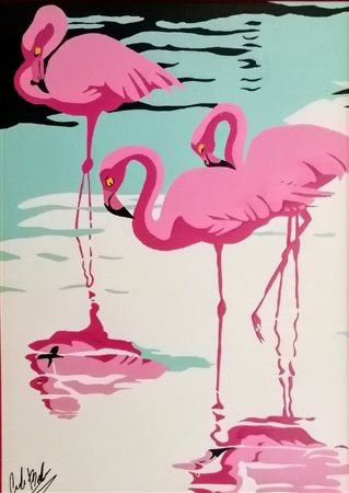 BELLUOMO CORRADO Roma (Perugia) 1973 La danza dei fenicotteri 2020 Smalti...