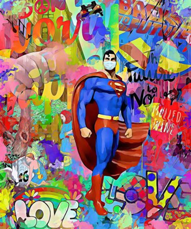 DE LEO RAFFAELE taranto (taranto) 1970 Superman e il futuro 2021 FINE ART -...