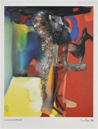 Marco Cingolani ULISSE IN PASSERELLA litografia, foglio cm 26x20; es....