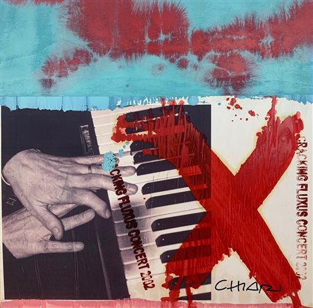 Giuseppe Chiari CRACKING FLUXUS CONCERT 2002 tecnica mista e collage su...
