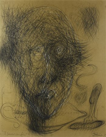 Pietro Bisio IL BRONZO CON FECI tecnica mista su carta applicata su tavola,...