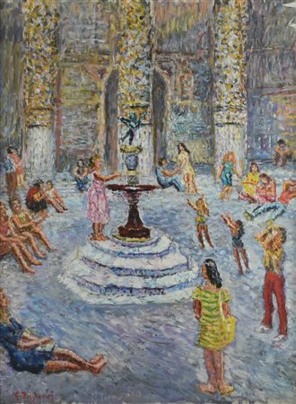 Guido Borgianni FIGURE olio su tela, cm 77x58 firma