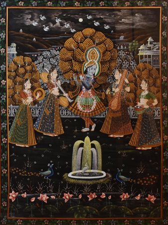 Anonimo SCENA INDIANA tempera su carta, cm 110x80