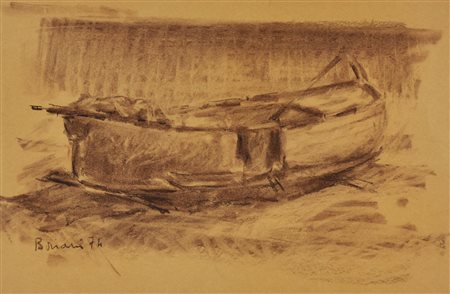Federico Boriani BARCA carboncino su carta, cm 23x34 firma e data eseguito...