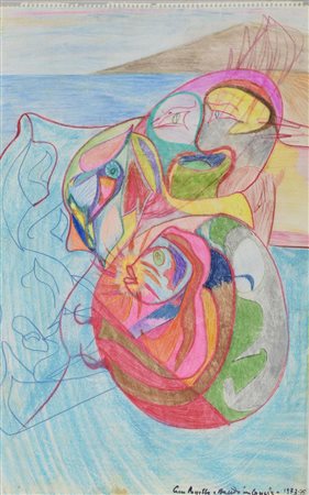 Dando IN GRECIA tecnica mista su carta, cm 50,2x34,7 firma, titolo e data...