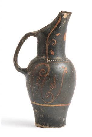 OINOCHOE A CARTOCCIO ETRUSCA SUDDIPINTA
Fine del IV - inizi III secolo a.C.