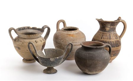 GRUPPO DI CINQUE VASI ETRUSCHI E GRECI
VI - IV secolo a.C.