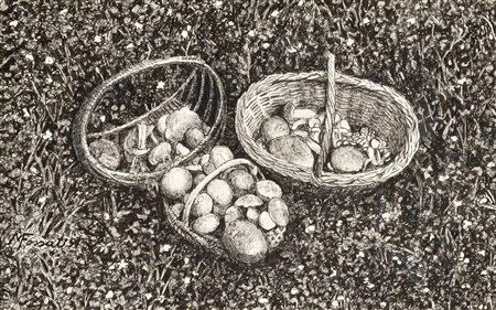 MARIO FOSSATI (1918-1999) - Cesti di funghi, 1991