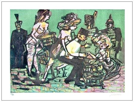 MINO MACCARI Siena 1898 – Roma 1989 Senza titolo Acquatinta a colori...