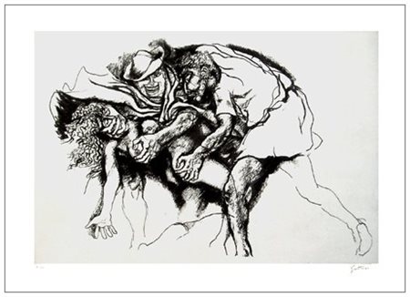 RENATO GUTTUSO Bagheria 1912 – Roma 1987 Nerone nella suburra 1974 Incisione...