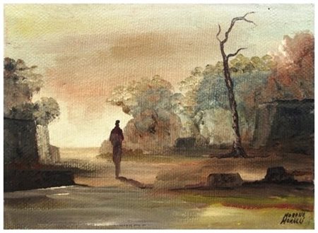 MORENO MORELLI Senza titolo 1970 Olio su juta 30 x 40. Firma in b. a d.; sul...