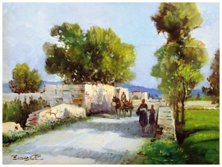 ENRICO NUTI Pisa 1902 – 1978 Senza titolo Olio su tavola 30 x 40. Firma in b....