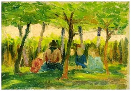 SANTI MACCHIA Pisa 1884 – 1964 La raccolta delle pine a Forte dei Marmi Olio...