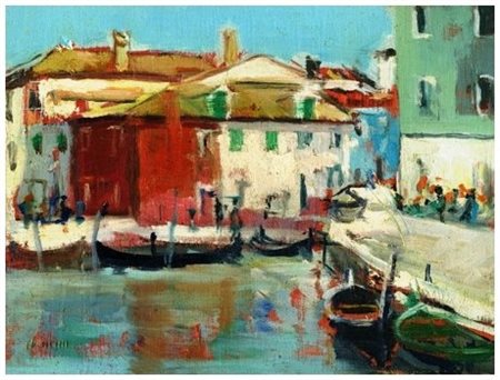 ILIO MANCINI Livorno 1931 Senza titolo Olio su tavola 14,6 x 19,7. Firma in...