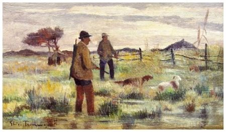 GHIGO (Enrico) TOMMASI Firenze 1906 – Santa Fiora 1997 Primi spari 1954 Olio...