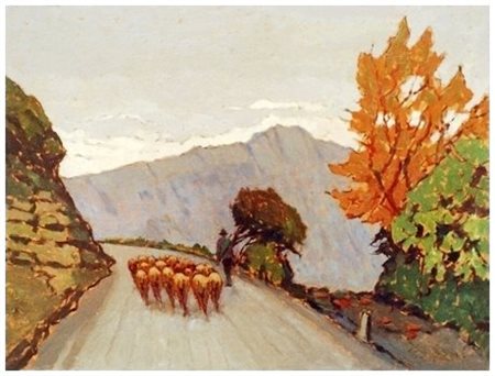 GIOVANNI LOMI Ardenza 1889 – 1969 Autunno sul Bracco Olio su faesite 30 x 40....