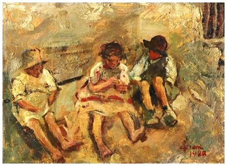 CESARE CIANI Firenze 1854 – 1925 Senza titolo 1922 Olio su cartone 22 x 30,5....