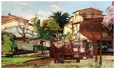 RAFFAELE DE ROSA Podenzana 1940 Senza titolo Olio su tavola 25 x 40. Firma in...