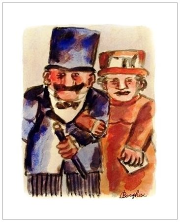 FRANZ BORGHESE Roma 1941 – 2005 Coniugi T.m. su cartoncino Fabriano 35 x 25....