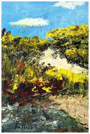 A firma di SERGIO SCATIZZI Senza titolo Olio su faesite 45 x 30. Firma in b....