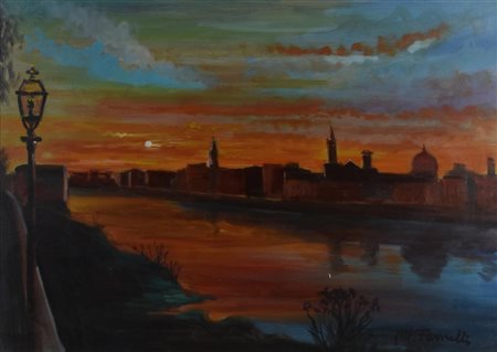 Ignoto VENEZIA AL TRAMONTO olio su tela, cm 50x70 firma
