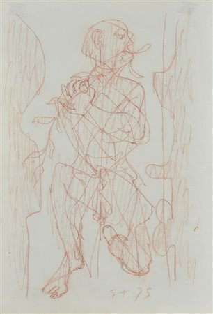 Eugenio Tomiolo SENZA TITOLO sanguigna su carta, cm 48x33 sigla e data...