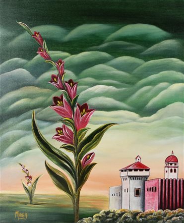 Midea ROMANTICISMO olio su tela, cm 60x50 firma sul retro: Certificato di...