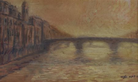 Conti VEDUTA DALL'ARNO olio su tela, cm 31x50 firma