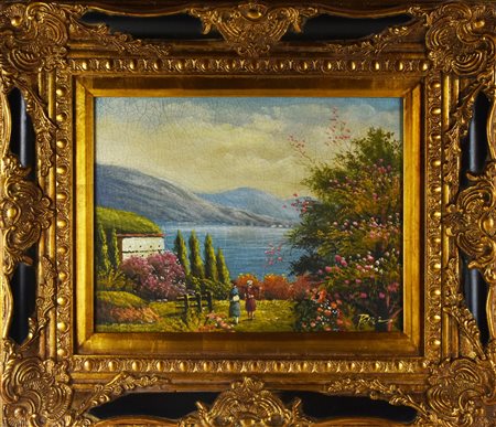 Ignoto VEDUTA olio su tela, cm 34x44 firma