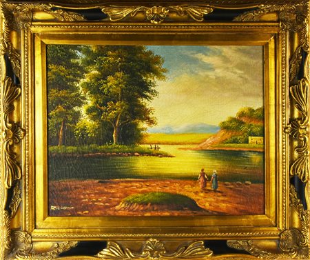 Ignoto VEDUTA olio su tela, cm 44x54 firma