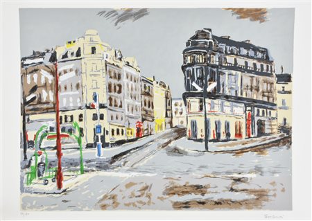 Orfeo Tamburi STRADA PARIGINA litografia su carta Fabriano, cm 50x70; es....