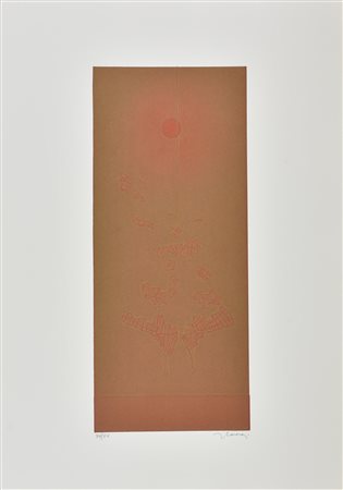 Francesco Casorati FARFALLA E SOLE ROSSO incisione su carta, battuta cm...